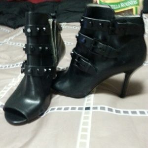 Michael kors Black leather open toed booties