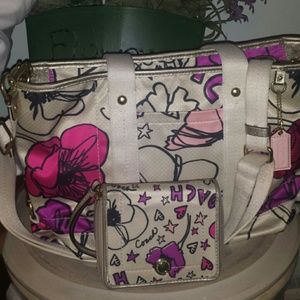 Coach floral grafitti tote and wallet