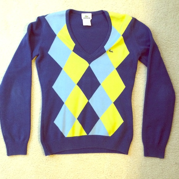 Small Women's Lacoste Argyle Sweater Size 36