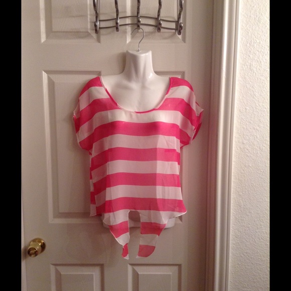 Hot pink and white top