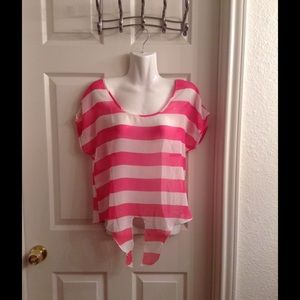 Hot pink and white top