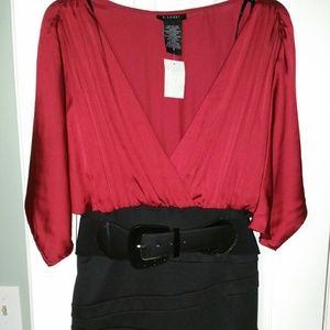 Deep V Satin & bandage dress