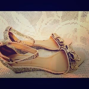 J crew Lillian glitter low wedge 7.5 NEW!!
