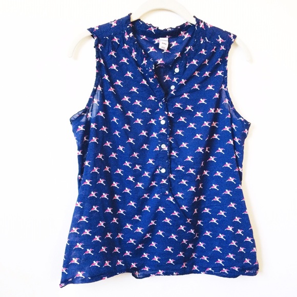 Old Navy blue button tank with ruffle detail. - Picture 1 of 2
