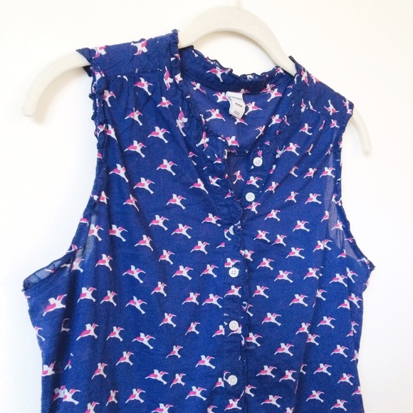 Old Navy blue button tank with ruffle detail. - Picture 2 of 2