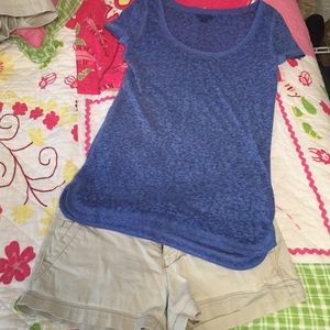 American eagle tan shorts and American eagle shirt