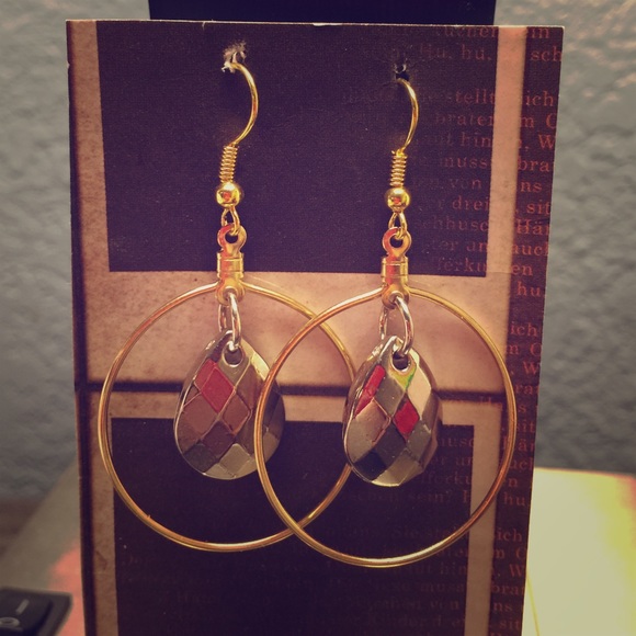 Delicate Gold & Silver Tone Drop Hoop Earrings