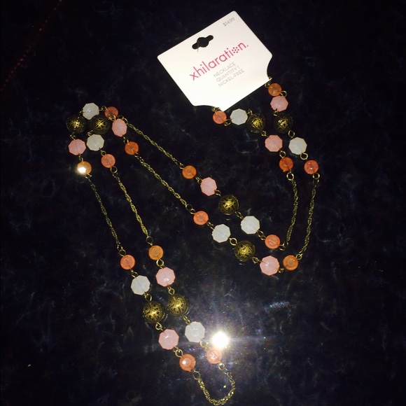 Pretty necklace, pink, corals & bronze NWT - Picture 2 of 4