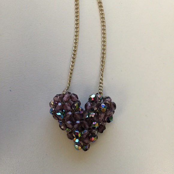 Crystal beaded heart necklace - Picture 1 of 3