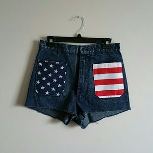 American flag high waist shorts