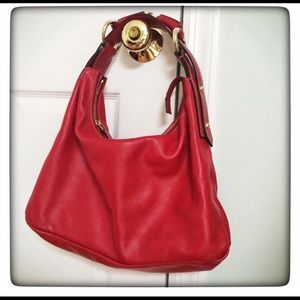 HTF Gucci RED leather medium horsebit hobo 👜 HOT!