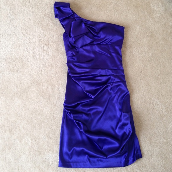 Purple one shoulder cocktail dress