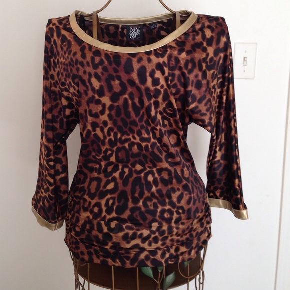 Leopard print tunic with gold detail