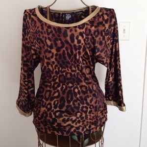 Leopard print tunic with gold detail