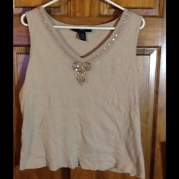 Beige Ribbed Tank