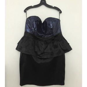 Strapless Sequin Peplum Dress