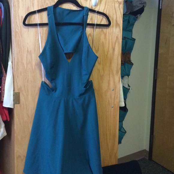 Turquoise cut out skater dress