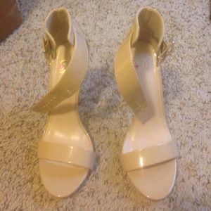 Nude strappy heels