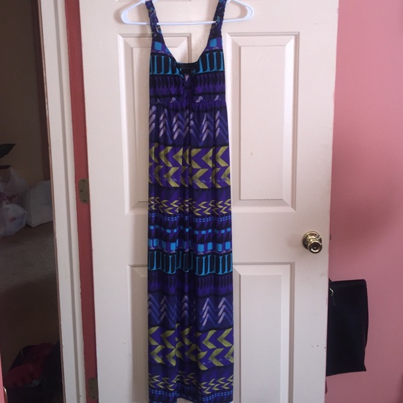 Blue tribal maxi dress