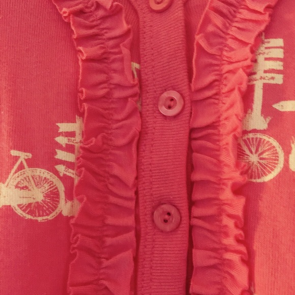 Pink and White Cardigan with Bikes and signs. - Picture 4 of 4