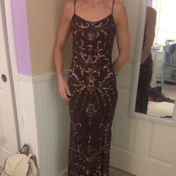Beaded backless gown