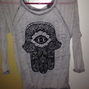 grey-ish hamsa hand eye sweater