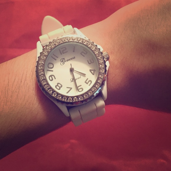 White, rhinestone watch