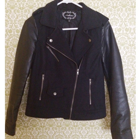 Forever 21 Faux leather and wool biker jacket