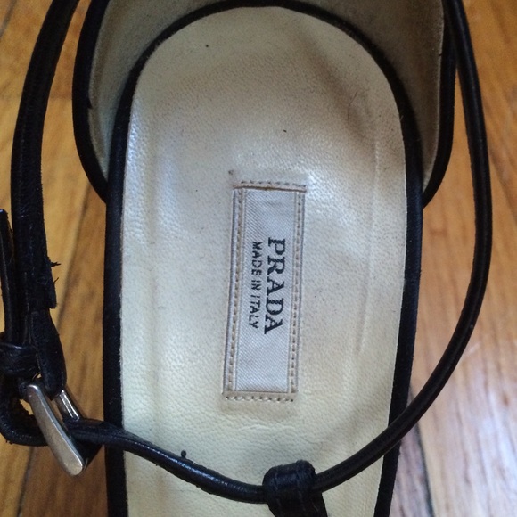 AUTHENTIC Prada Black T-Strap High Heels 8.5 - Picture 2 of 3
