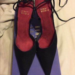 Stuart Weitzman Strappy Black Suede Heels