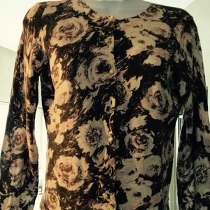 Thin Button Up Cardigan in Grey, Pink, and White