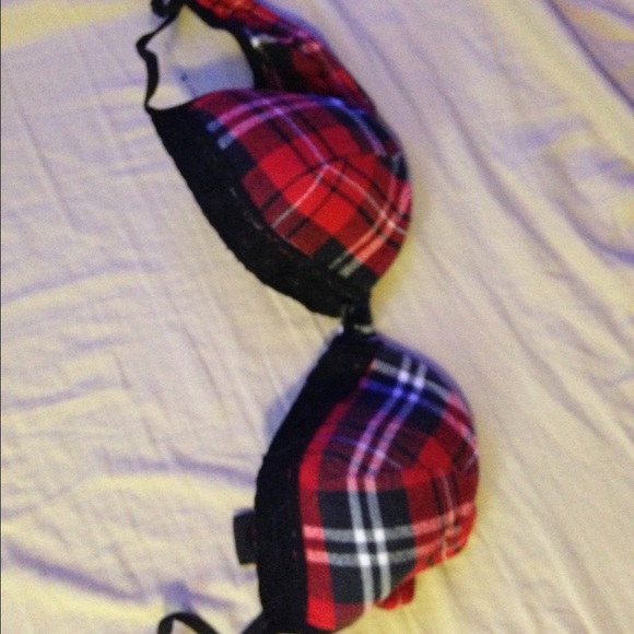 Lightly lined plaid bra