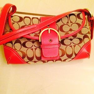 Brown & red coach bag
