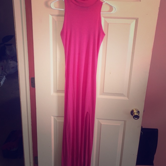 Pink turtle neck spring dress