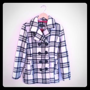 Plaid pea coat