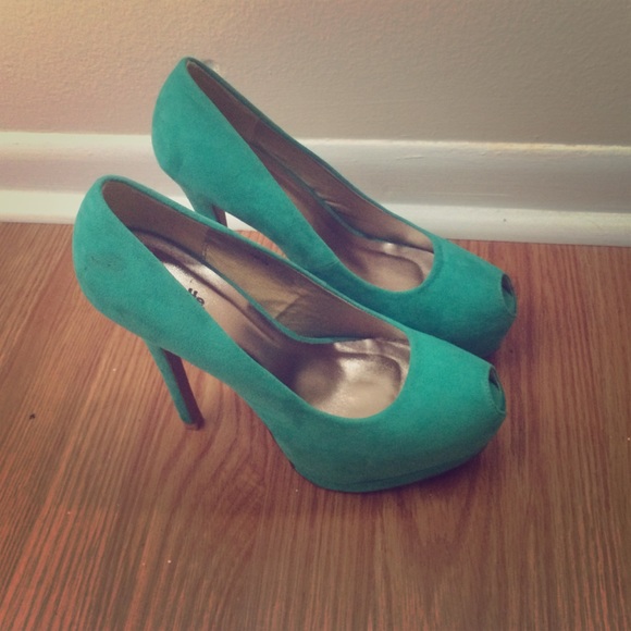 Teal high heels