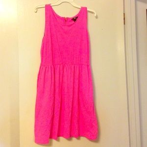 Highlighter Pink Zippered Back Cotton Dress