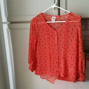 Mossimo coral bumble bee blouse