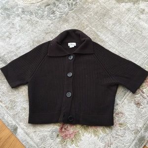 Brown button crop sweater