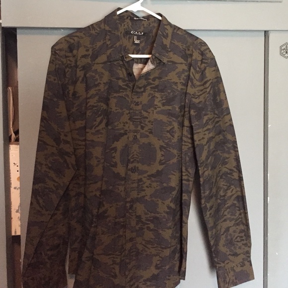 Camo Print Button Up