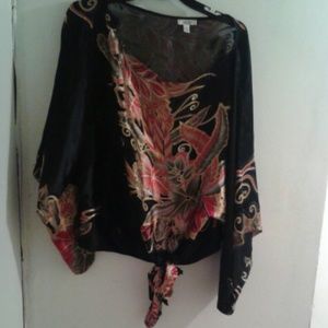 Red and black flowered top