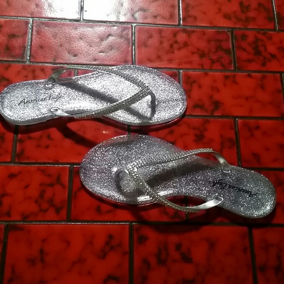 Glitter jelly flip flops