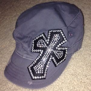 Military style studded cross hat