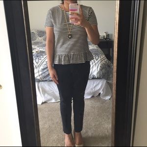 JCrew Factory Striped Peplum Top