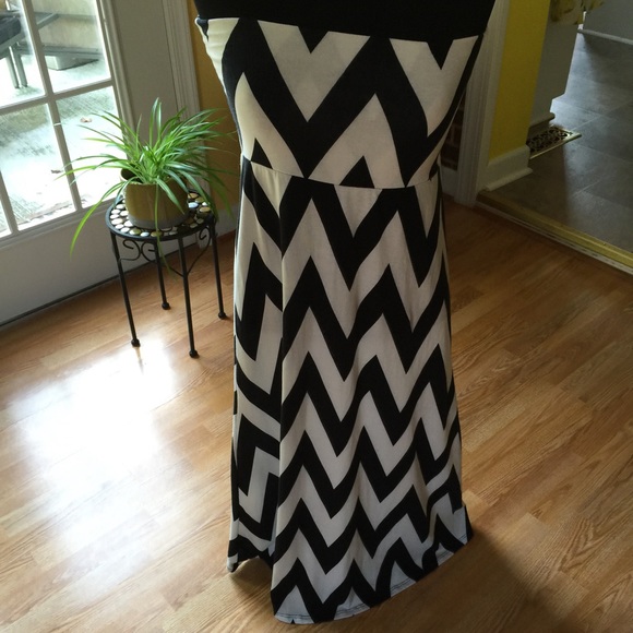 Black & white shirt/ strapless dress