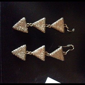 Triangle studded gold earrings