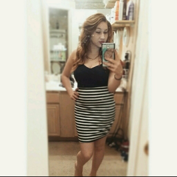 blue and white dress