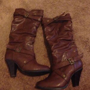 Brown heeled boots