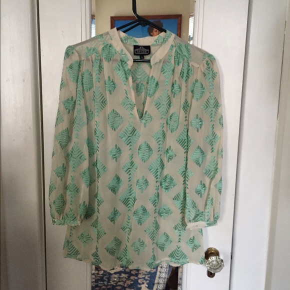 Angie Mint Embroidered Tunic