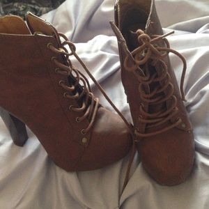 Brown combat heels